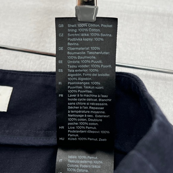 COS Pleated Barrel Leg Chino Pant Women 2 Navy Blue High Rise Crop Ankle Balloon - Picture 13 of 14